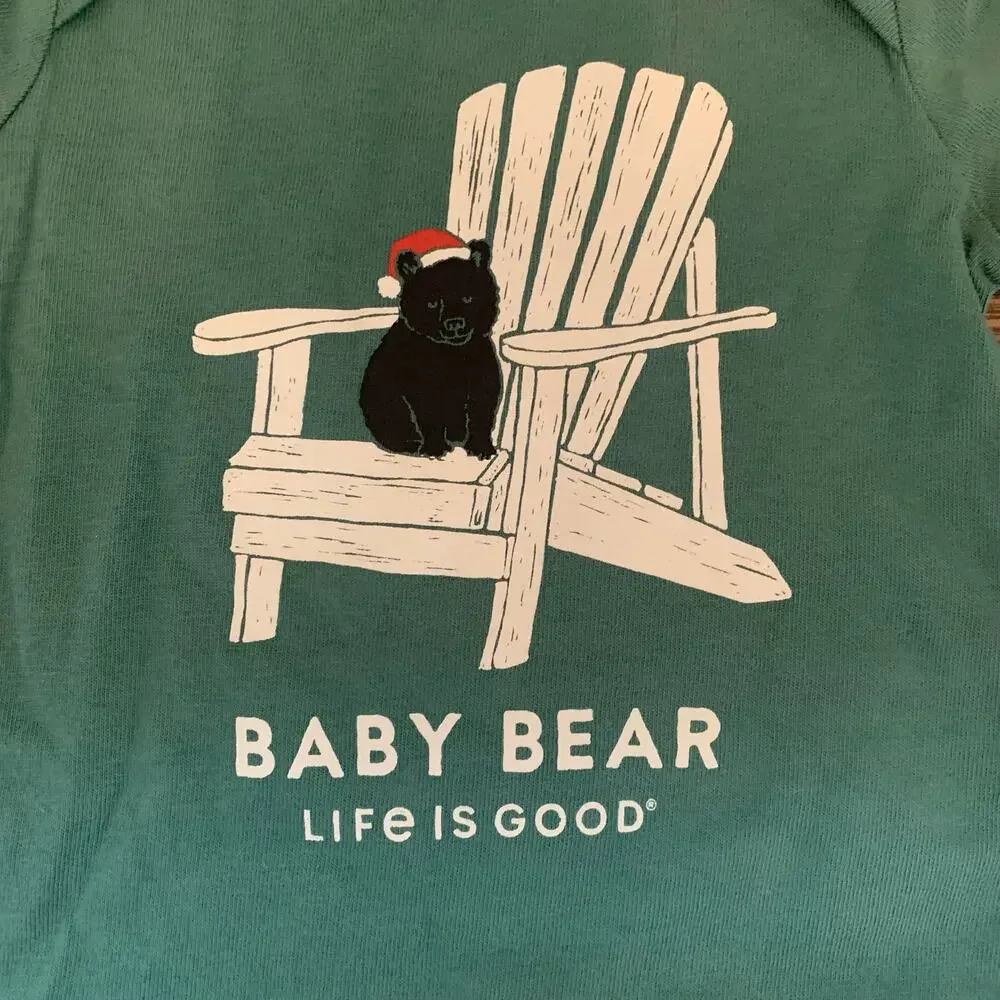 NWT Life is Good Baby Bear LS Green Onesie | 3-6 Months
